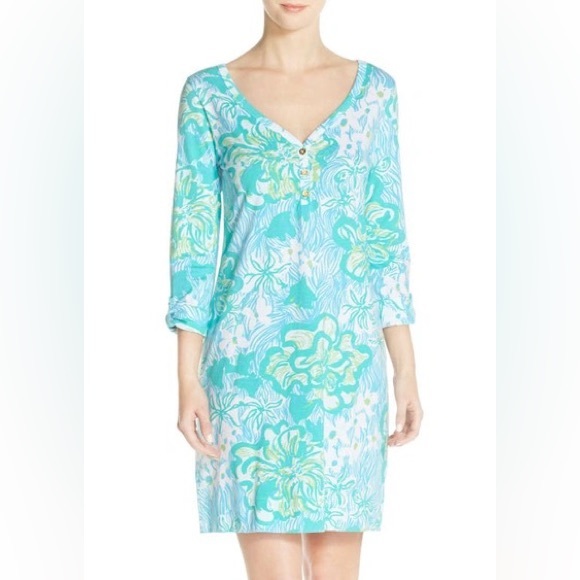 Lilly Pulitzer Palmetto Mini Dress in Wave Rider Lagoon Green - Picture 7 of 12